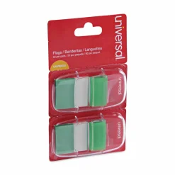 Universal Page Flags, Green, 50 Flags/Dispenser, 2 Dispensers/Pack