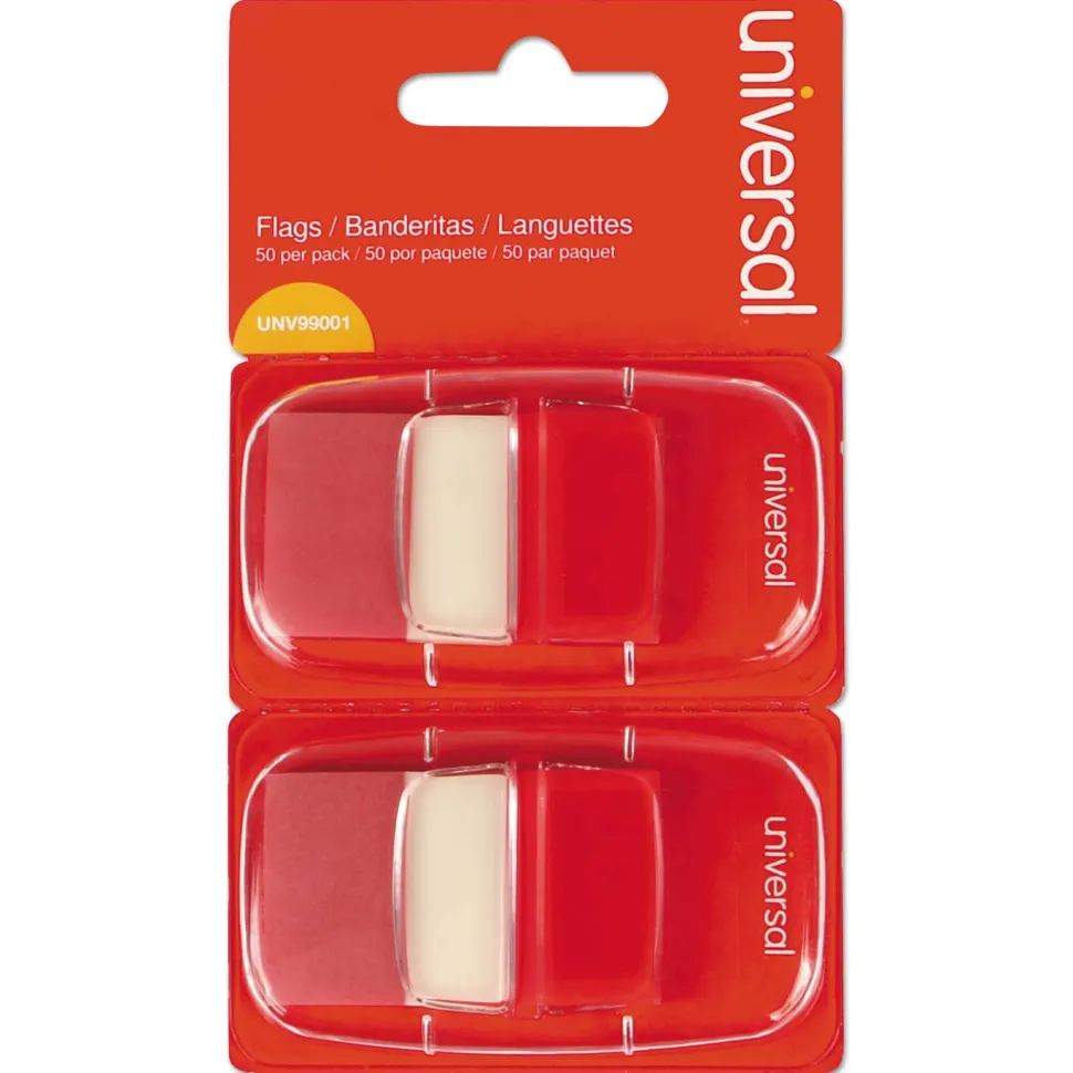 Universal Page Flags, Red, 50 Flags/Dispenser, 2 Dispensers/Pack