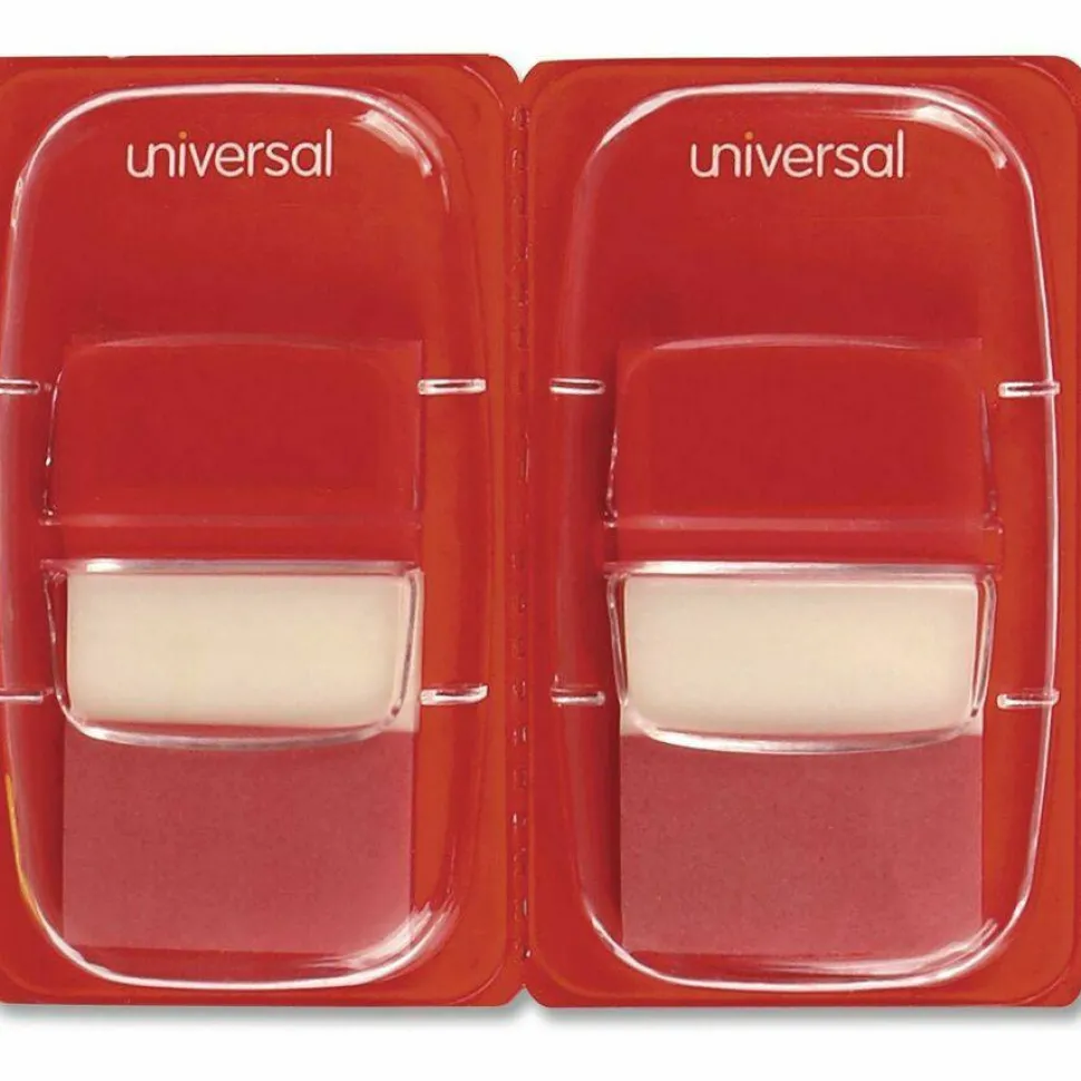 Universal Page Flags, Red, 50 Flags/Dispenser, 2 Dispensers/Pack