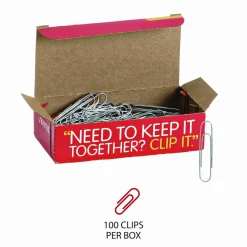 Universal Paper Clips, Jumbo, Smooth, Silver, 100 Clips/Box, 10 Boxes/Pack