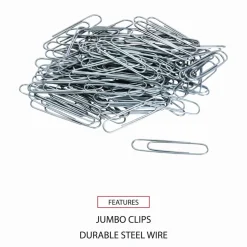 Universal Paper Clips, Jumbo, Smooth, Silver, 100 Clips/Box, 10 Boxes/Pack