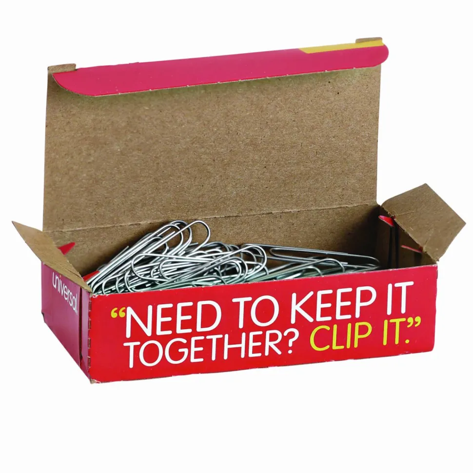 Universal Paper Clips, Jumbo, Smooth, Silver, 100 Clips/Box, 10 Boxes/Pack