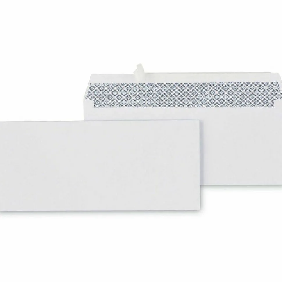 Universal Peel Seal Strip Security Tint Business Envelope, #10, Square Flap, Self-Adhesive Closure, 4.25 x 9.63, White, 500/Box