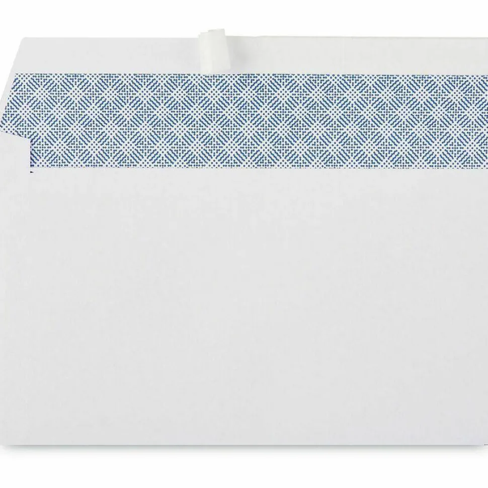 Universal Peel Seal Strip Security Tint Business Envelope, #10, Square Flap, Self-Adhesive Closure, 4.25 x 9.63, White, 500/Box