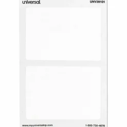 Universal Plain Self-Adhesive Name Badges, 3 1/2 x 2 1/4, White, 100/Pack