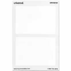 Universal Plain Self-Adhesive Name Badges, 3 1/2 x 2 1/4, White, 100/Pack
