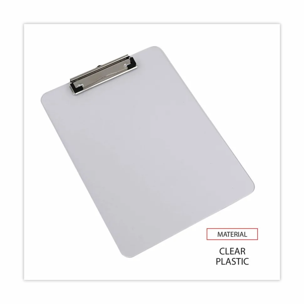 Universal Plastic Clipboard with Low Profile Clip, 0.5" Clip Capacity, Holds 8.5 x 11 Sheets, Clear