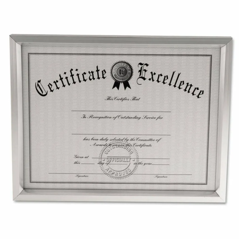Universal Plastic Document Frame, for 8.5 x 11, Easel Back, Metallic Silver