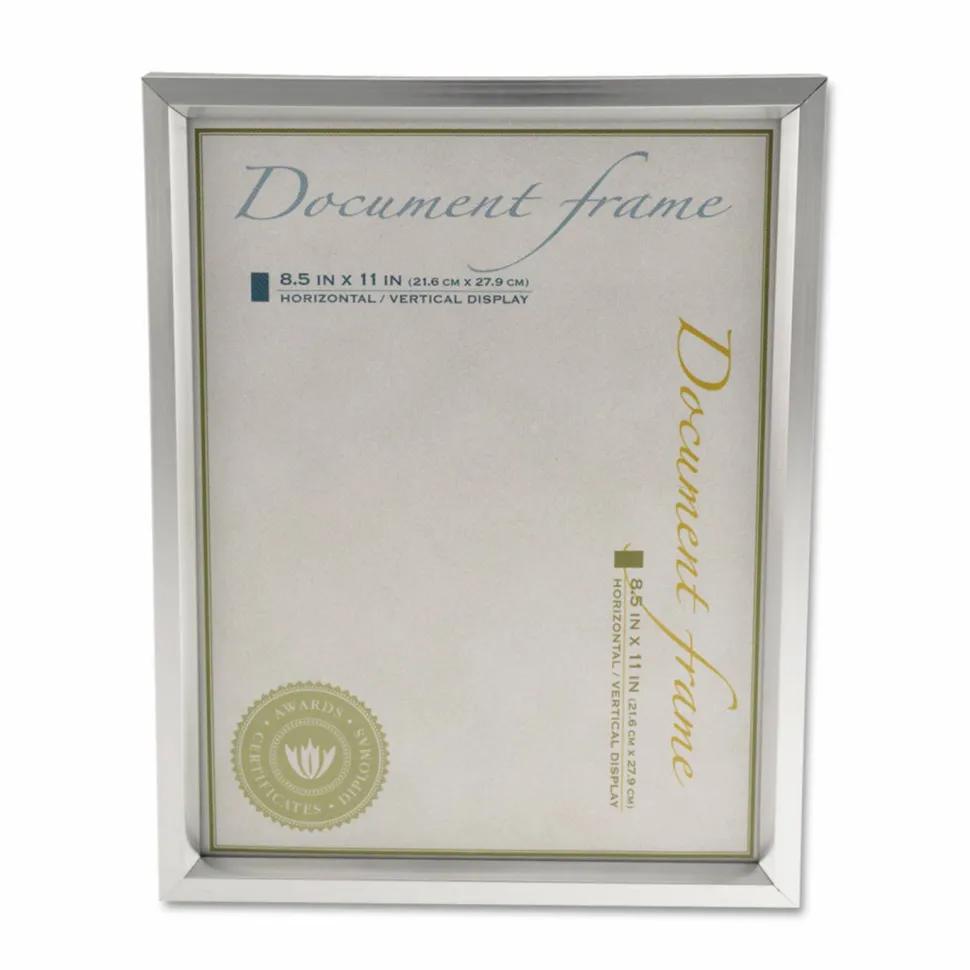 Universal Plastic Document Frame, for 8.5 x 11, Easel Back, Metallic Silver
