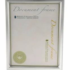 Universal Plastic Document Frame, for 8.5 x 11, Easel Back, Metallic Silver