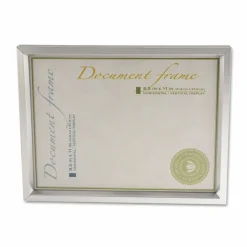 Universal Plastic Document Frame, for 8.5 x 11, Easel Back, Metallic Silver