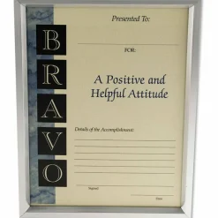 Universal Plastic Document Frame, for 8.5 x 11, Easel Back, Metallic Silver