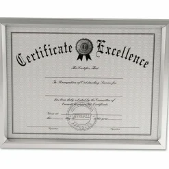 Universal Plastic Document Frame, for 8.5 x 11, Easel Back, Metallic Silver