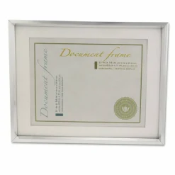 Universal Plastic Document Frame with Mat, 11 x 14 and 8.5 x 11 Inserts, Metallic Silver
