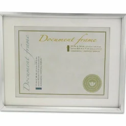 Universal Plastic Document Frame with Mat, 11 x 14 and 8.5 x 11 Inserts, Metallic Silver