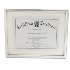 Universal Plastic Document Frame with Mat, 11 x 14 and 8.5 x 11 Inserts, Metallic Silver
