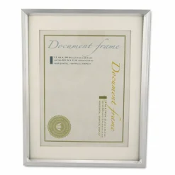 Universal Plastic Document Frame with Mat, 11 x 14 and 8.5 x 11 Inserts, Metallic Silver
