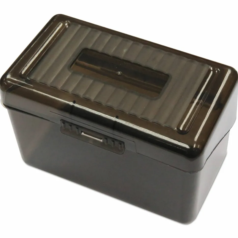 Universal Plastic Index Card Boxes, Holds 400 4 x 6 Cards, 6.78 x 4.25 x 4.5, Translucent Black