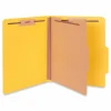 Universal Pressboard Classification Folders, 2/5-Cut Tab, Expands 2", 1 Divider, 4 Fasteners, Letter Size, Yellow, 10/Box