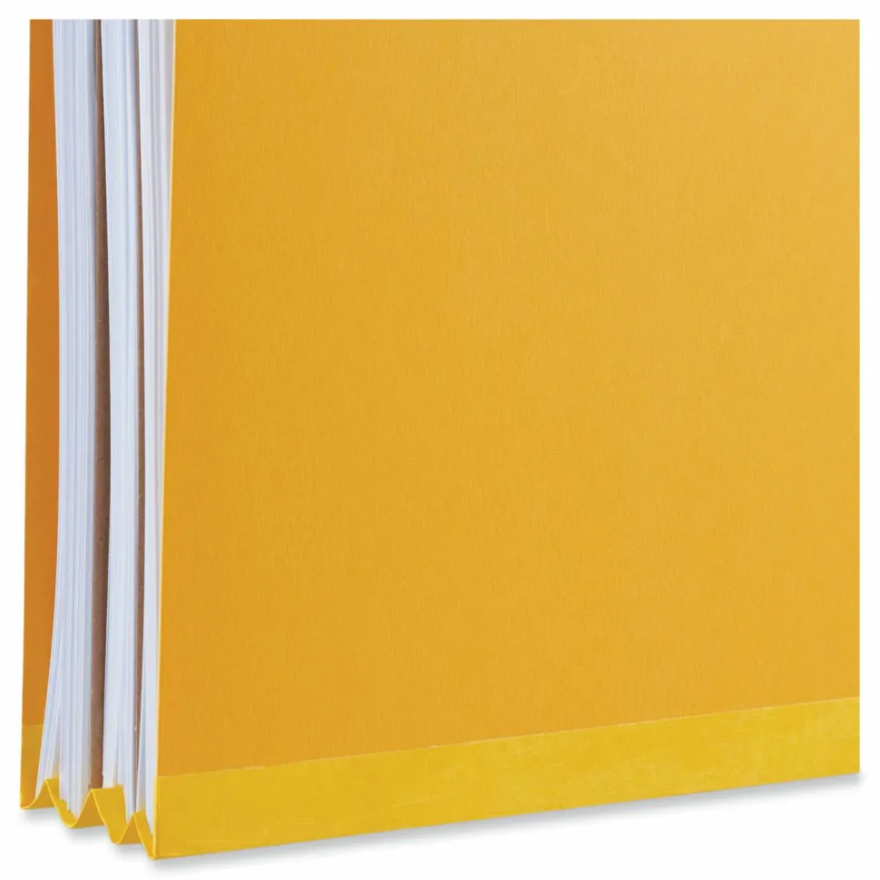 Universal Pressboard Classification Folders, 2/5-Cut Tab, Expands 2", 1 Divider, 4 Fasteners, Letter Size, Yellow, 10/Box