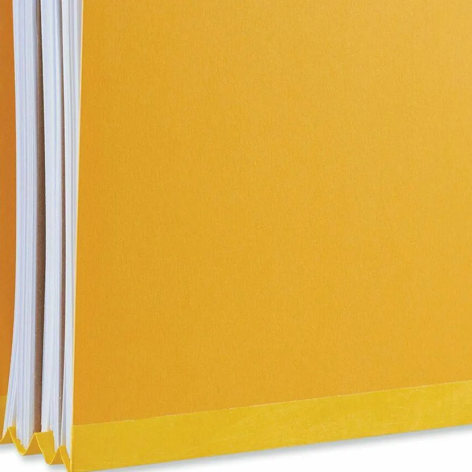 Universal Pressboard Classification Folders, 2/5-Cut Tab, Expands 2", 1 Divider, 4 Fasteners, Letter Size, Yellow, 10/Box