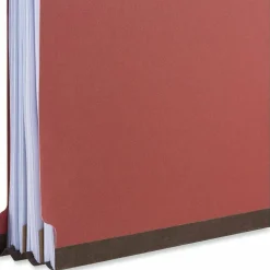 Universal Pressboard Classification Folders, 2/5-Cut Tab: Right of Center, Expands 2", 2 Dividers, 6 Fasteners, Legal Size, Red, 10/Box
