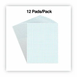 Universal Quadrille-Rule Glue Top Pads, Quadrille Rule (4 sq/in), (50) White 8.5 x 11 Sheets, Dozen