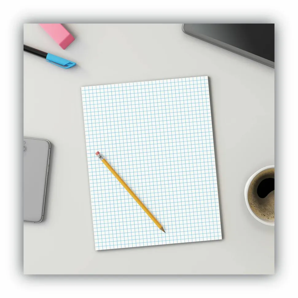 Universal Quadrille-Rule Glue Top Pads, Quadrille Rule (4 sq/in), (50) White 8.5 x 11 Sheets, Dozen