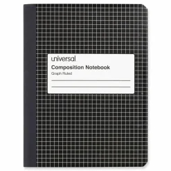 Universal Quad Rule Composition Book, Quadrille Rule (4 sq/in), Black Marble Cover, (100) 9.75 x 7.5 Sheets, 6/Pack