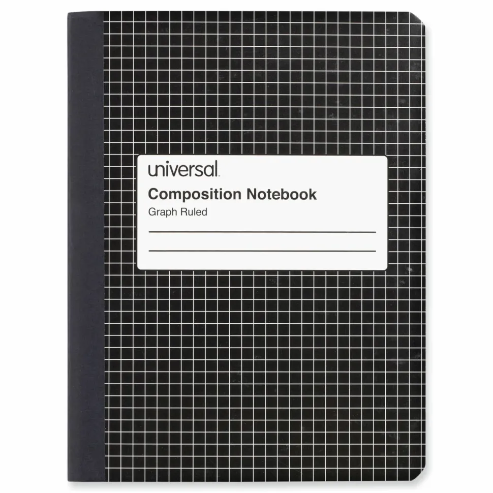 Universal Quad Rule Composition Book, Quadrille Rule (4 sq/in), Black Marble Cover, (100) 9.75 x 7.5 Sheets, 6/Pack