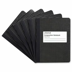 Universal Quad Rule Composition Book, Quadrille Rule (4 sq/in), Black Marble Cover, (100) 9.75 x 7.5 Sheets, 6/Pack