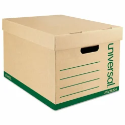 Universal Recycled Heavy-Duty Record Storage Box, Letter/Legal Files, Kraft/Green, 12/Carton
