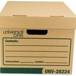 Universal Recycled Heavy-Duty Record Storage Box, Letter/Legal Files, Kraft/Green, 12/Carton