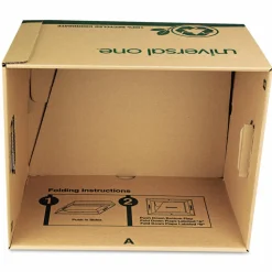 Universal Recycled Heavy-Duty Record Storage Box, Letter/Legal Files, Kraft/Green, 12/Carton