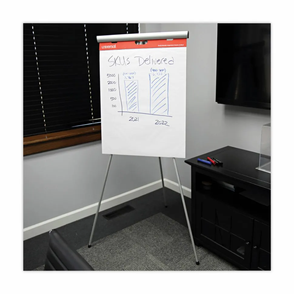 Universal Renewable Resource Sugarcane Based Easel Pads, Unruled, (50) White 27 x 34 Sheets, 2/Carton