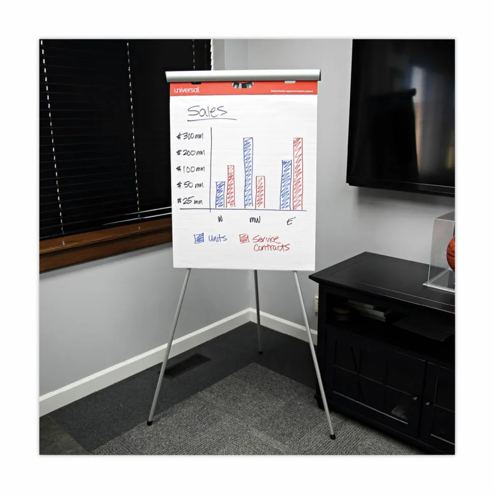 Universal Renewable Resource Sugarcane Based Easel Pads, Presentation Format (1" Rule), (50) White 27 x 34 Sheets, 2/Carton