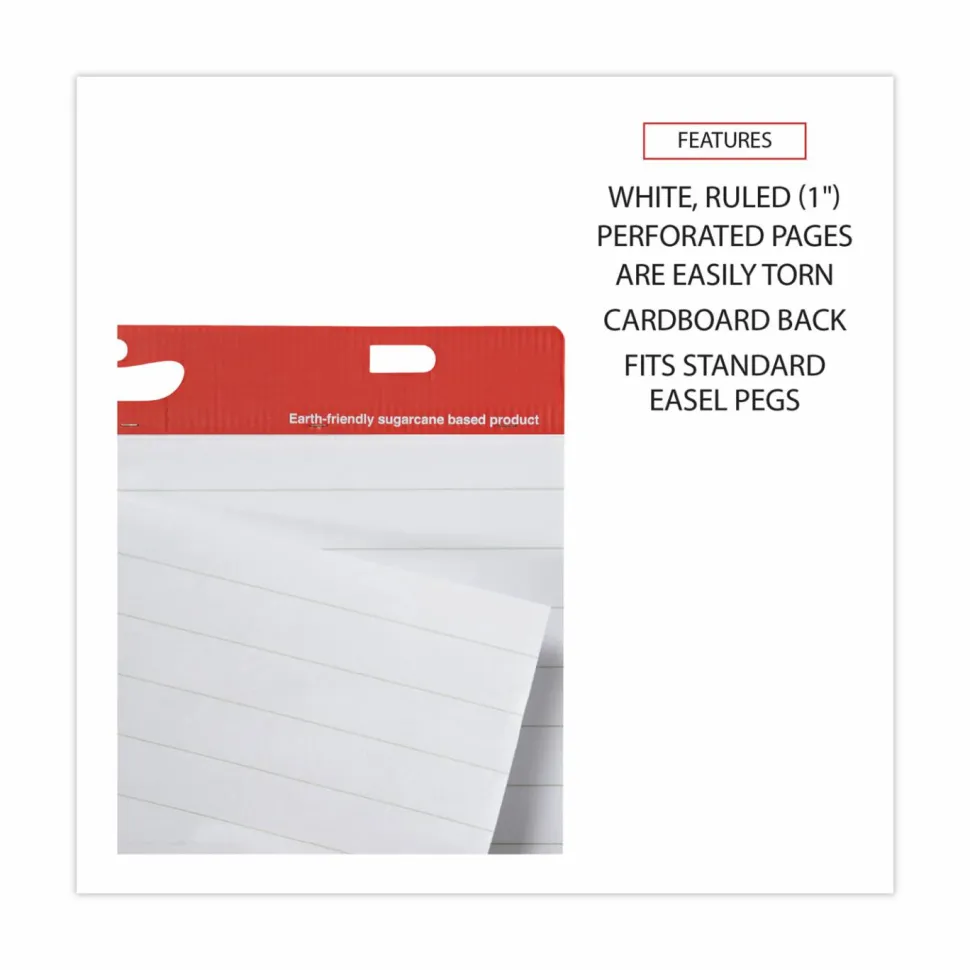 Universal Renewable Resource Sugarcane Based Easel Pads, Presentation Format (1" Rule), (50) White 27 x 34 Sheets, 2/Carton