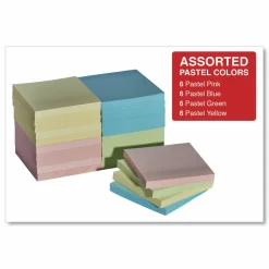 Universal Self-Stick Note Pad Cabinet Pack, 3" x 3", Assorted Pastel Colors, 90 Sheets/Pad, 24 Pads/Pack