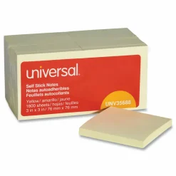 Universal Self-Stick Note Pad Value Pack, 3" x 3", Yellow, 100 Sheets/Pad, 18 Pads/Pack