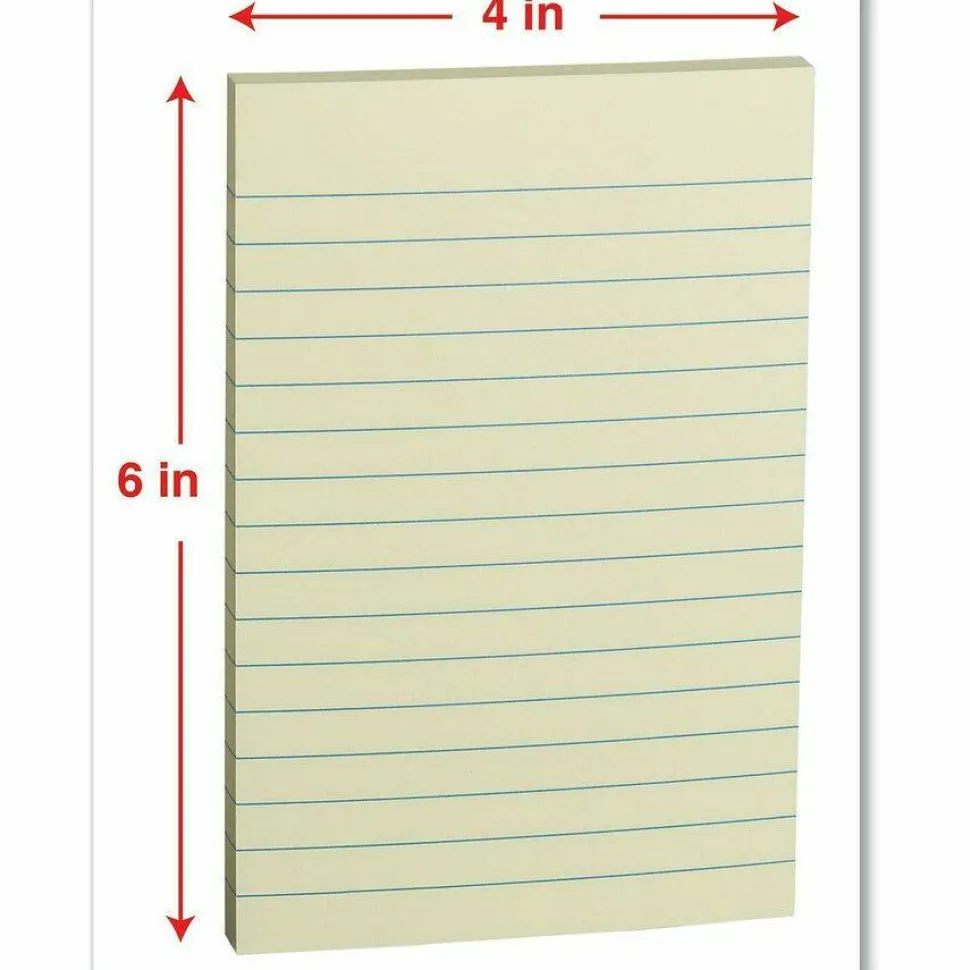 Universal Self-Stick Note Pads, Note Ruled, 4" x 6", Yellow, 100 Sheets/Pad, 12 Pads/Pack