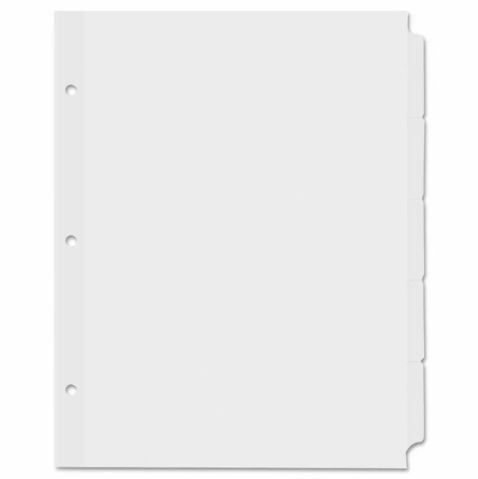 Universal Self-Tab Index Dividers, 5-Tab, 11 x 8.5, White, 36 Sets