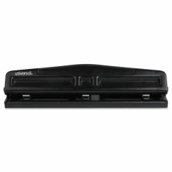 Universal 12-Sheet Deluxe Two- and Three-Hole Adjustable Punch, 9/32" Holes, Black