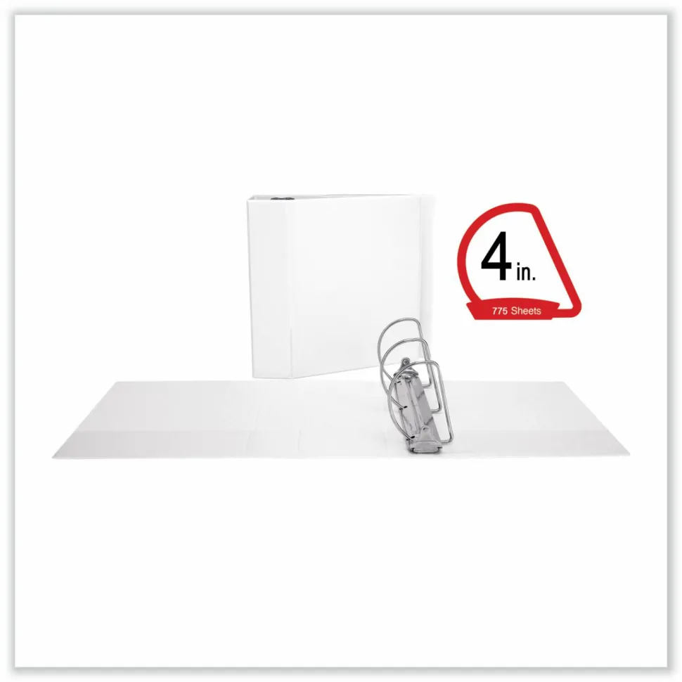 Universal Slant D-Ring View Binder, 3 Rings, 4" Capacity, 11 x 8.5, White