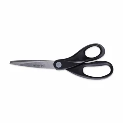 Universal Stainless Steel Office Scissors, 8" Long, 3.75" Cut Length, Straight Black Handle