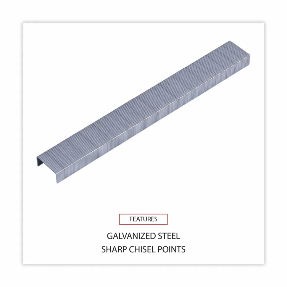 Universal Standard Chisel Point Staples, 0.25" Leg, 0.5" Crown, Steel, 5,000/Box, 5 Boxes/Pack, 25,000/Pack