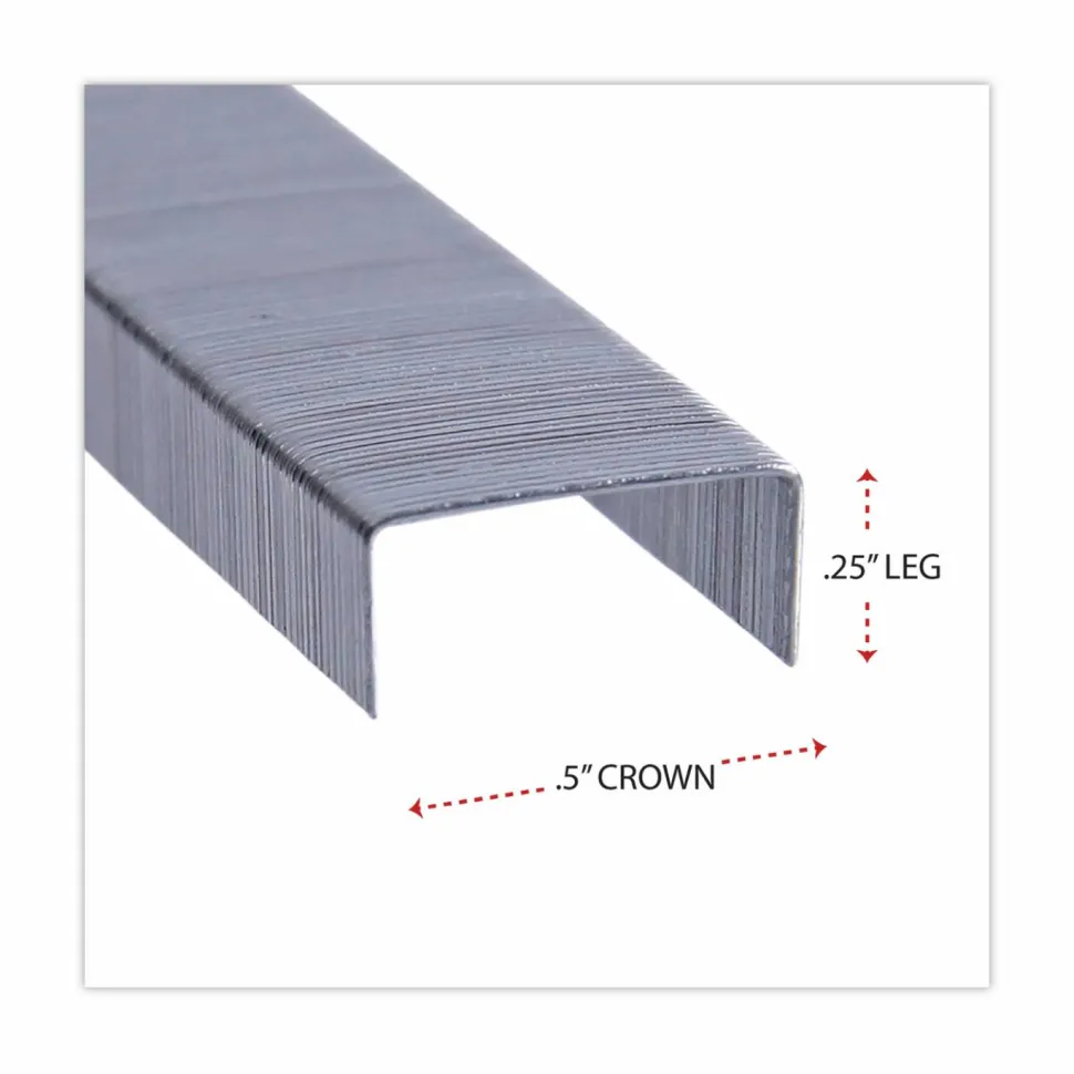 Universal Standard Chisel Point Staples, 0.25" Leg, 0.5" Crown, Steel, 5,000/Box, 5 Boxes/Pack, 25,000/Pack