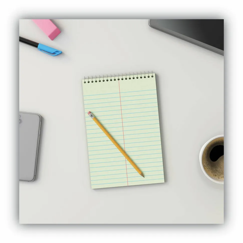 Universal Steno Pads, Red Cover, Gregg Rule, (80) Green-Tint 6 x 9 Sheets, 6/Pack