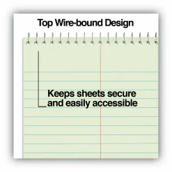 Universal Steno Pads, Red Cover, Gregg Rule, (80) Green-Tint 6 x 9 Sheets, 6/Pack