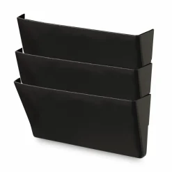 Universal Wall File Pockets, 3 Sections, Letter Size,13" x 4.13" x 14.5", Black, 3/Pack