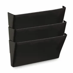 Universal Wall File Pockets, 3 Sections, Letter Size,13" x 4.13" x 14.5", Black, 3/Pack